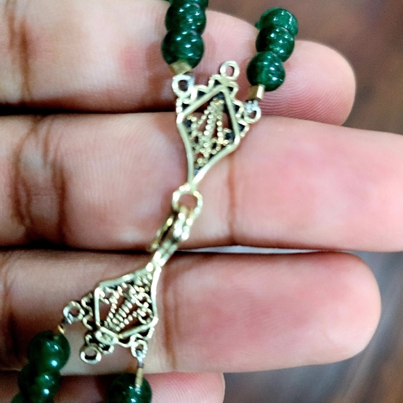 NATURAL 4 STRAND GREEN EMERALD ROUND BEADS NECKLAC - Picture 7 of 10